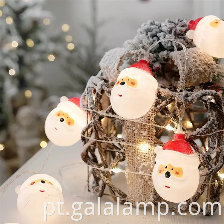 Luzes de cordas led festivas coloridas com Papai Noel e boneco de neve
